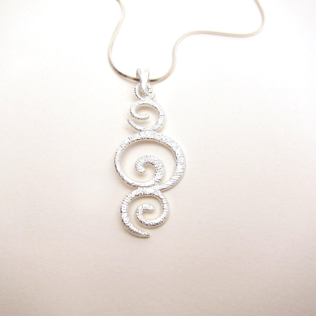 Triple Swirls Pendant Necklace
